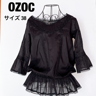 オゾック(OZOC)の【OZOC】オゾック ブラウス ベルスリーブ レース 黒 M(シャツ/ブラウス(長袖/七分))