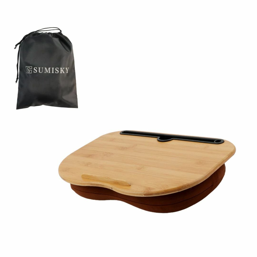 SUMISKY 膝上テーブル ラップトップデスク 持ち運びポーチ付き 枕 クッシ