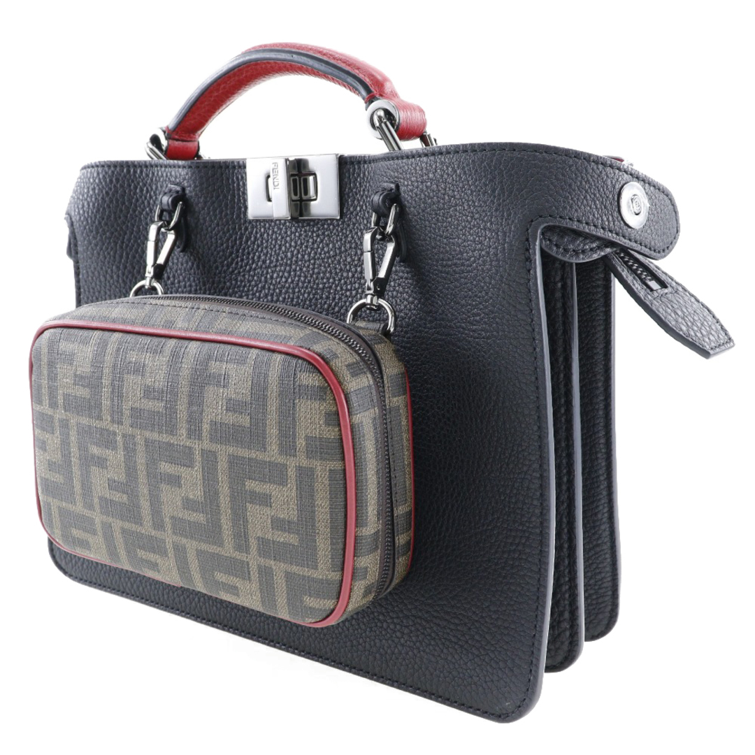 【FENDI】フェンディ ピーカブー ISeeU スモール ズッカ 7VA530 カーフ 黒/赤 レディース ハンドバッグ