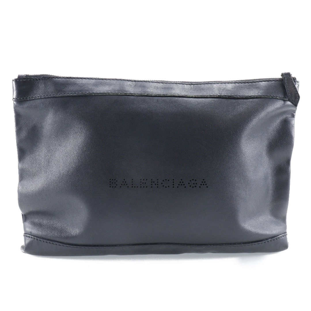 【BALENCIAGA】バレンシアガ ネイビークリップM 373834 ラムスキン 黒 ユニセックス クラッチバッグ