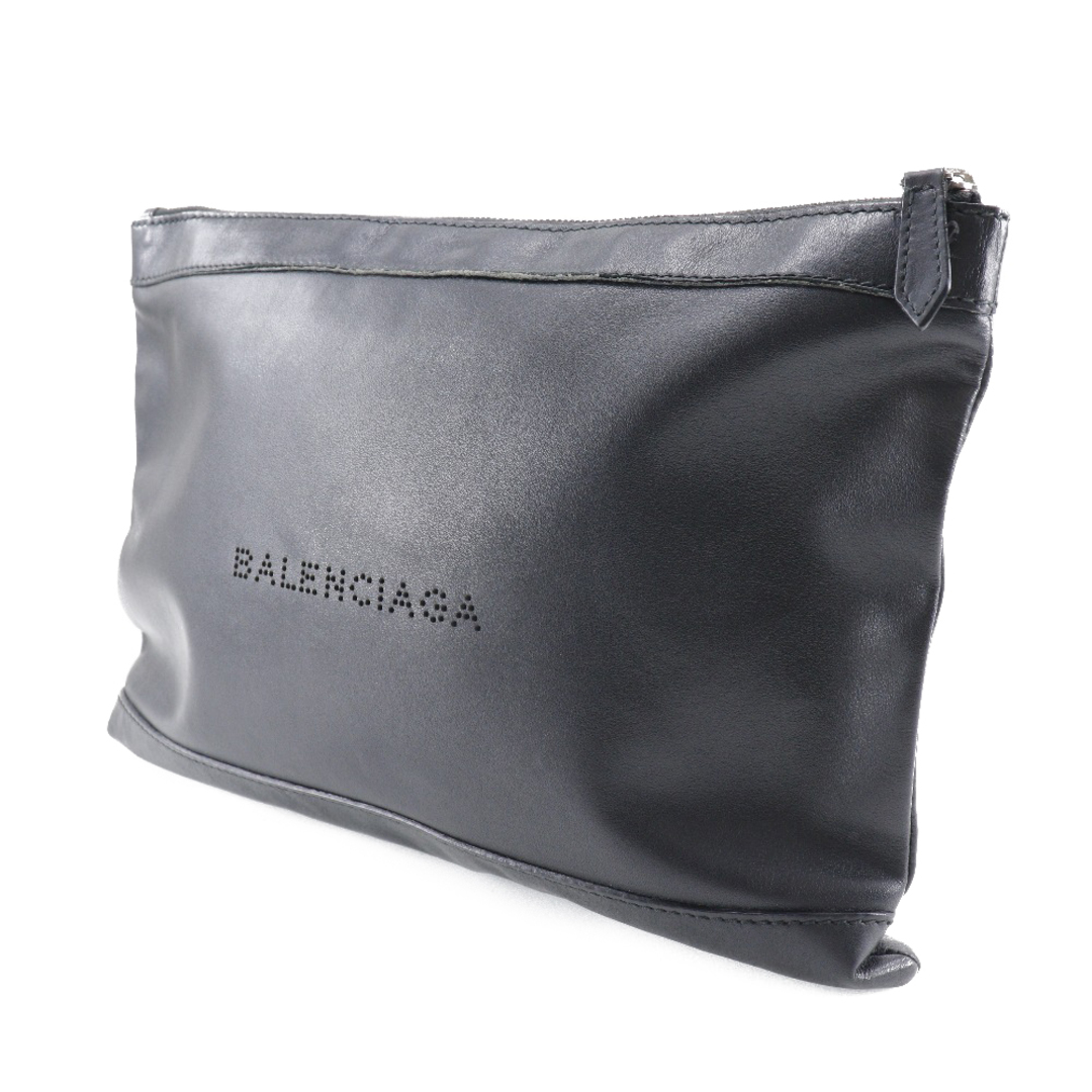 【美品】バレンシアガBALENCIAGA クラッチバック　ネイビークリップM