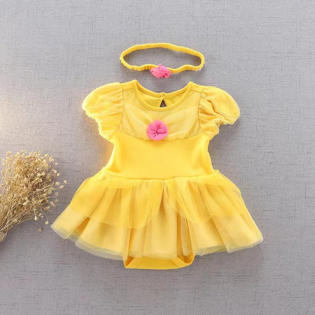 BB黄色プリンセスベビーロンパースハロウィンコスプレロンパース90サイズf キッズ/ベビー/マタニティのベビー服(~85cm)(ロンパース)の商品写真