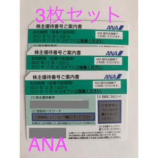 エーエヌエー(ゼンニッポンクウユ)(ANA(全日本空輸))のANA 株主優待券　3枚セット(航空券)