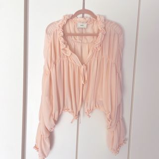 Papier gathered jacket baby pink(カーディガン)