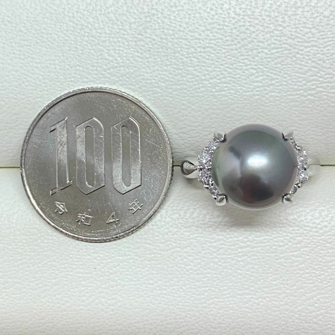 Pt900 黒蝶真珠リング 11.0mm D0.22ct 鑑別書付き タヒチの通販 by