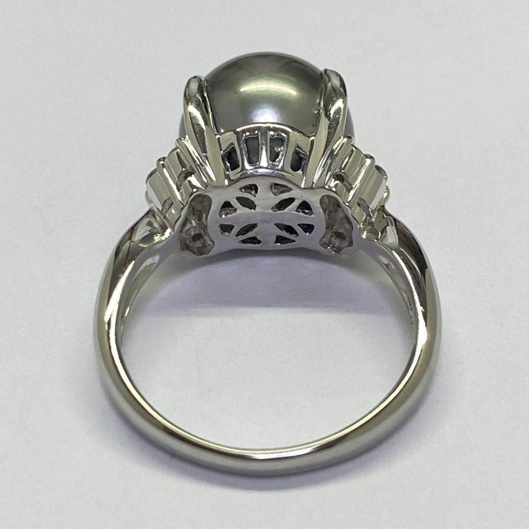 Pt900 黒蝶真珠リング 11.0mm D0.22ct 鑑別書付き タヒチの通販 by