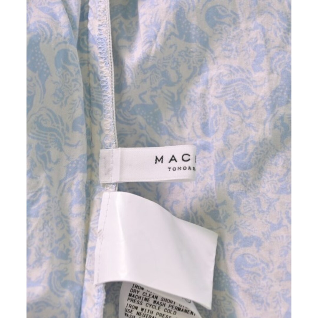 MACPHEE(マカフィー)のMACPHEE マカフィー ブラウス 36(M位) 水色x白(総柄) 【古着】【中古】 レディースのトップス(シャツ/ブラウス(長袖/七分))の商品写真