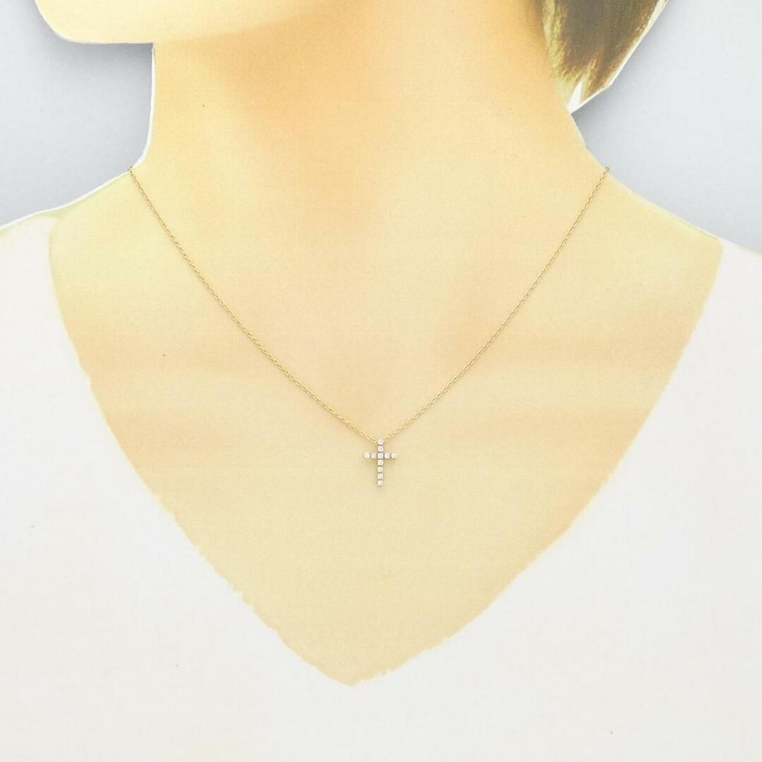 美品 K10WG 天然ダイヤモンド 0.2ct  クロスネックレス