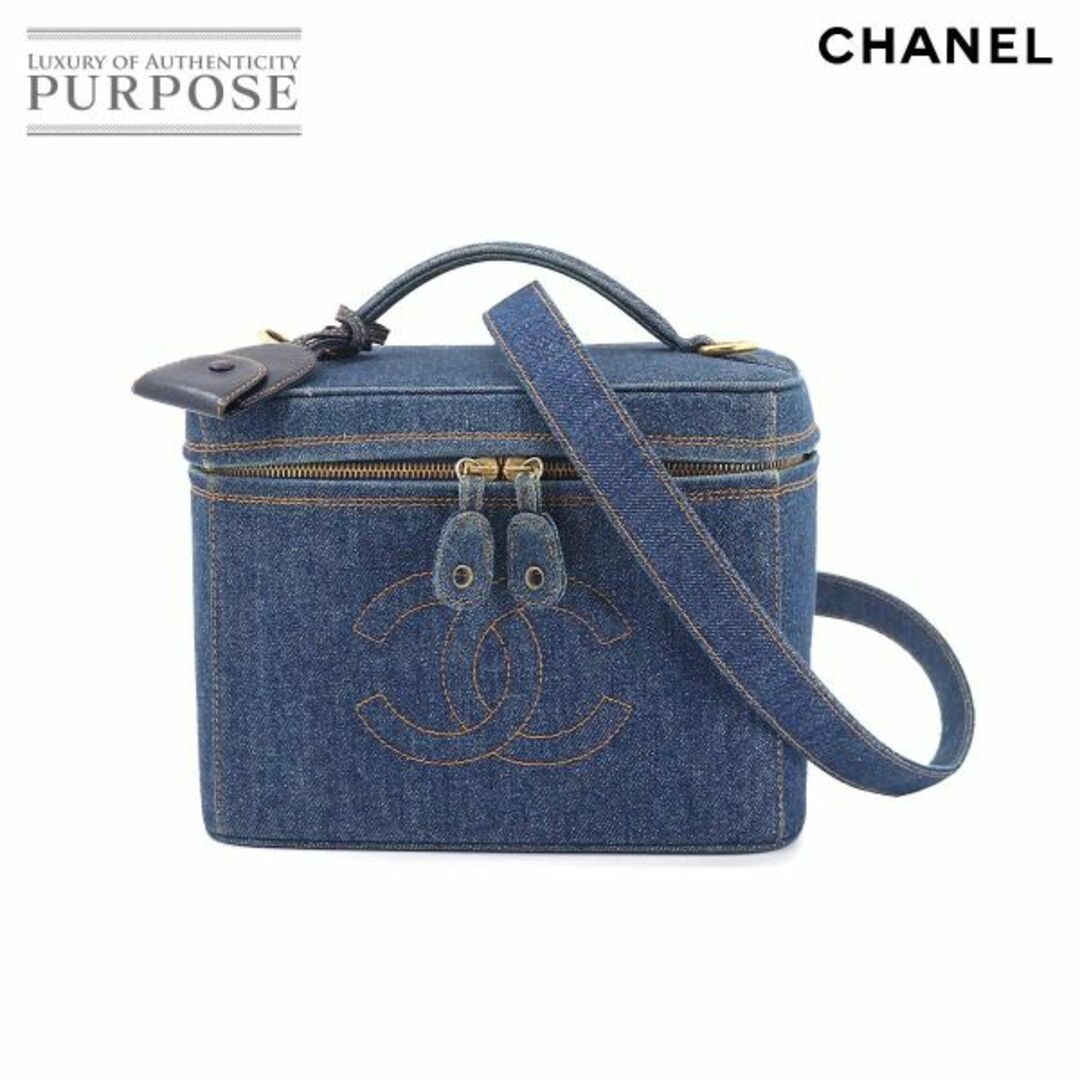 シャネル CHANEL バニティ 2way ハンド ショルダー バッグ デニム ブルー A06238 ヴィンテージ ゴールド 金具 VLP 90155365