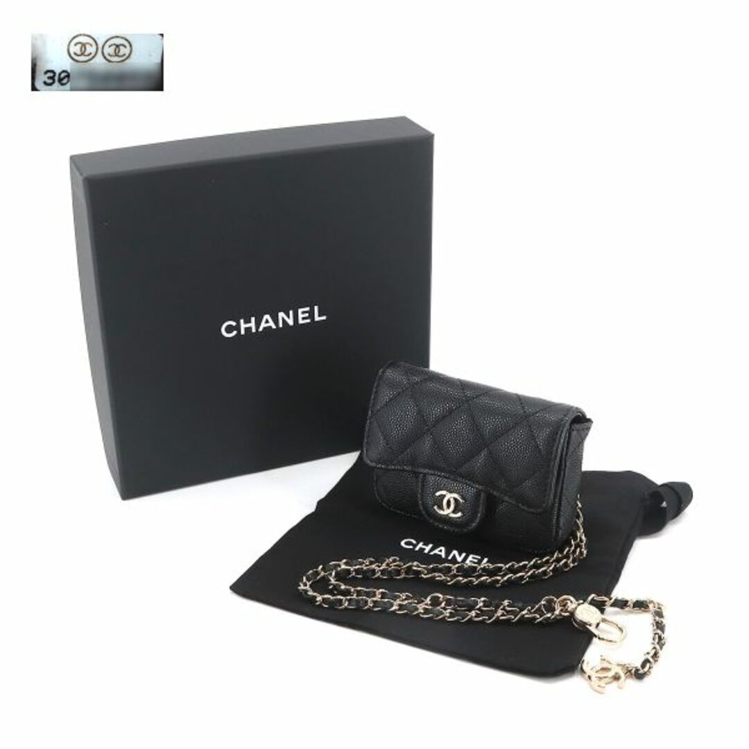 未使用 展示品 シャネル CHANEL マトラッセ チェーン ベルトバッグ ウエストポーチ キャビアスキン ブラック AP1952 VLP 90197989