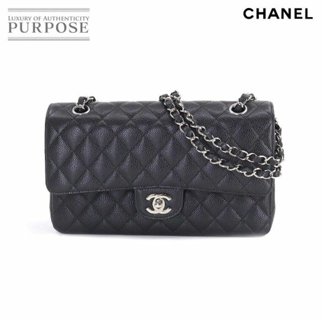 未使用 展示品 シャネル CHANEL マトラッセ 25 チェーン ショルダー バッグ キャビアスキン ブラック A01112 シルバー 金具 VLP 90202842