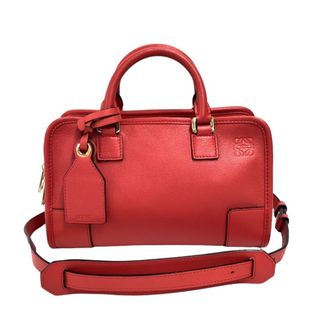 LOEWE ロエベ センダ  ハンドバッグ  レザー   レッド系 シルバー金具  ミニボストン セミショルダーバッグ 【本物保証】