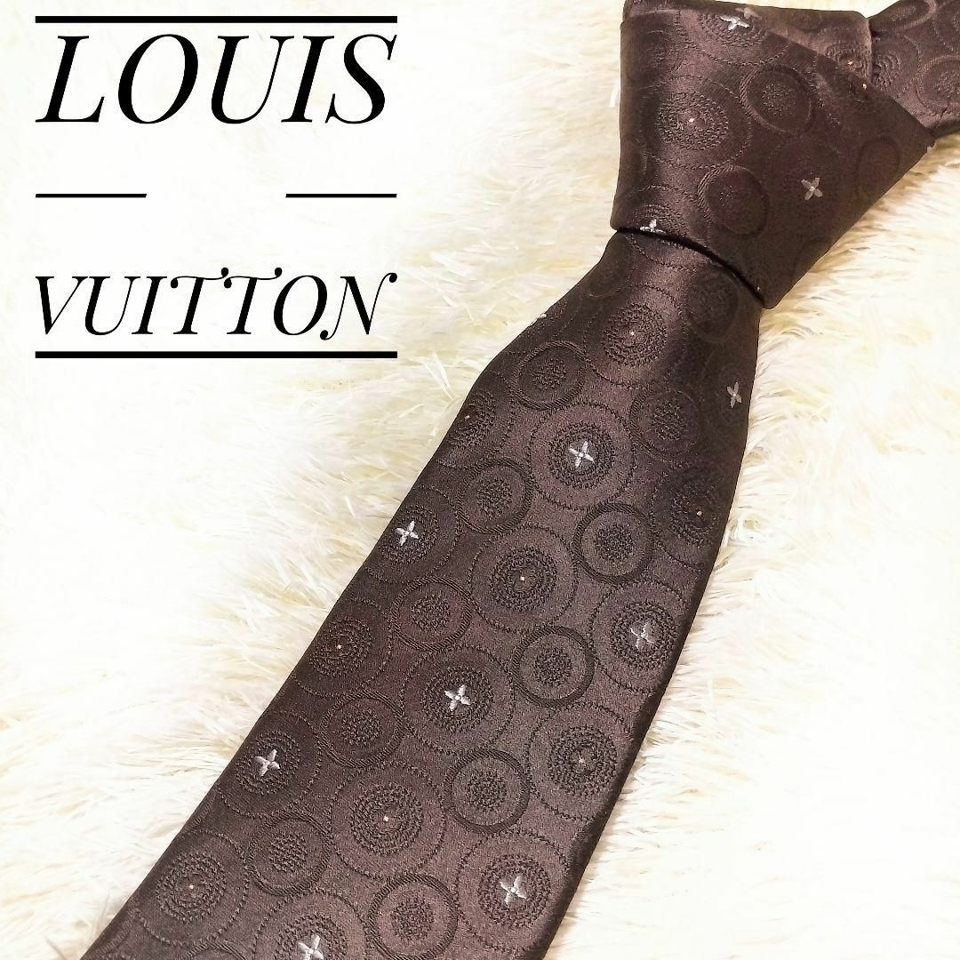 LOUIS VUITTON(ルイヴィトン)のフォロー割ルイヴィトン ネクタイ シルク100%光沢ロゴ vuitton メンズのファッション小物(ネクタイ)の商品写真