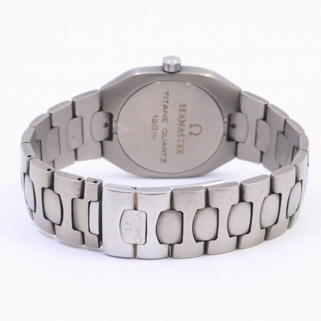 【希少品】オメガ シーマスター ポラリス パラジウム×チタン クォーツ メンズ 腕時計 グレー文字盤 純正ベルト