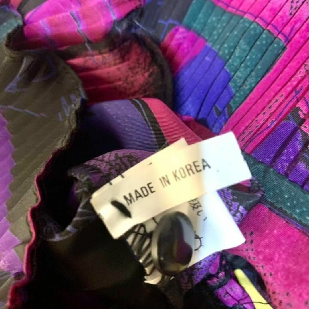 KOREA apparel 韓国アパレル デザイン総柄長袖ブラウス シャツ 紫 レディースのトップス(シャツ/ブラウス(長袖/七分))の商品写真