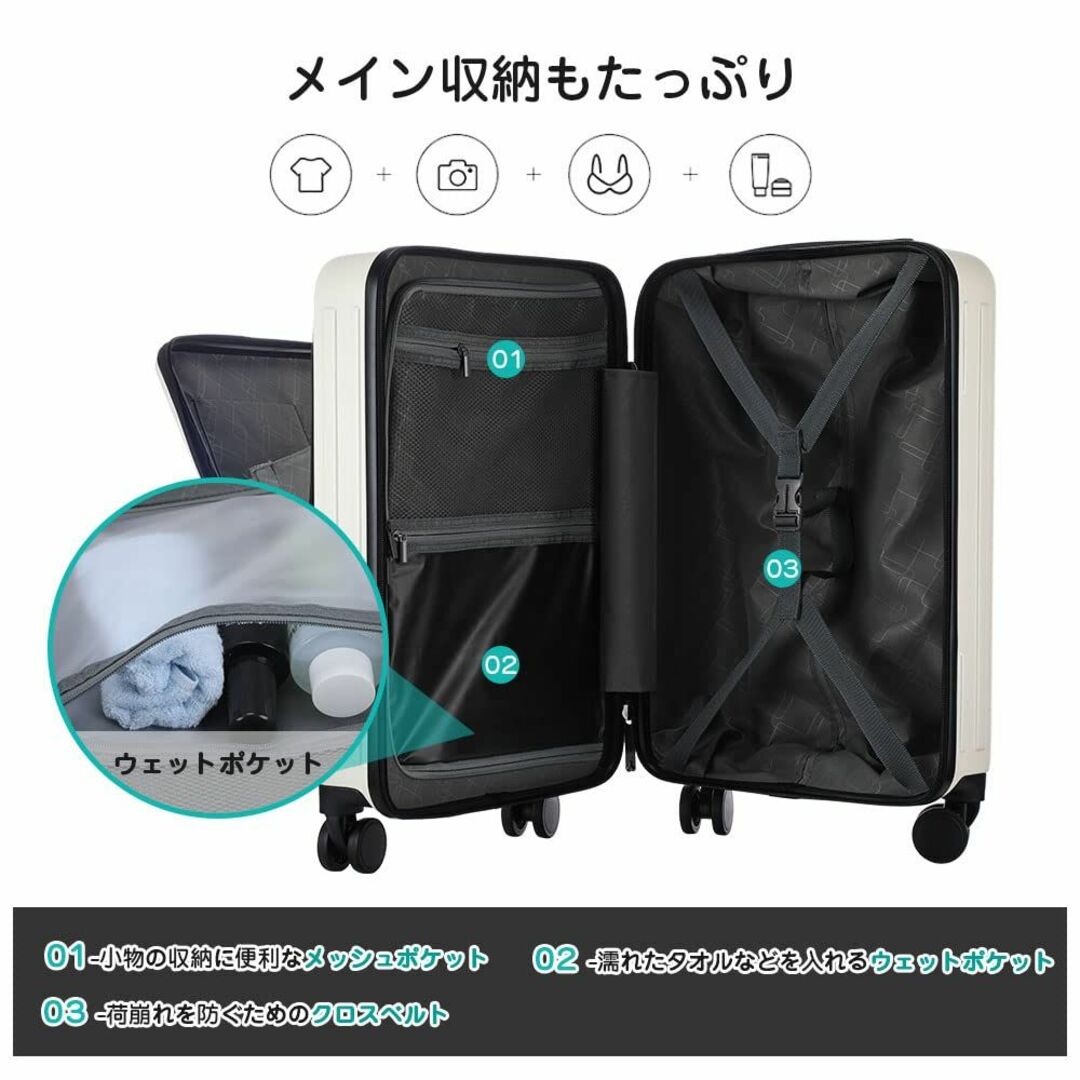 [Reezu] レーズ スーツケース フロントオープン 機内持ち込み キャリーバ