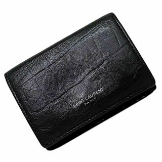 サンローラン／YVES SAINT LAURENT 財布 ウォレット レディース 女性 女性用レザー 革 本革 グレー 灰色  459784 Tiny Wallet タイニーウォレット コンパクトウォレット ユニセックス 男女兼用 三つ折り 小銭入れあり