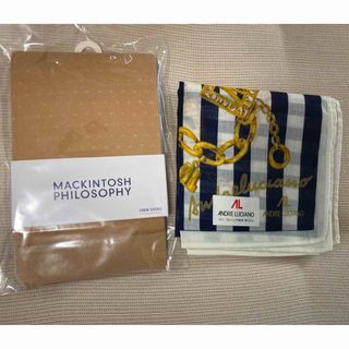 マッキントッシュ(MACKINTOSH)のマッキントッシュ　ハイソックスストッキング&ハンカチセット　新品(タイツ/ストッキング)