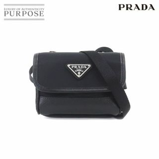 未使用 展示品 プラダ PRADA ショルダー バッグ ナイロン レザー ブラック 1BC073 シルバー 金具 VLP 90211197