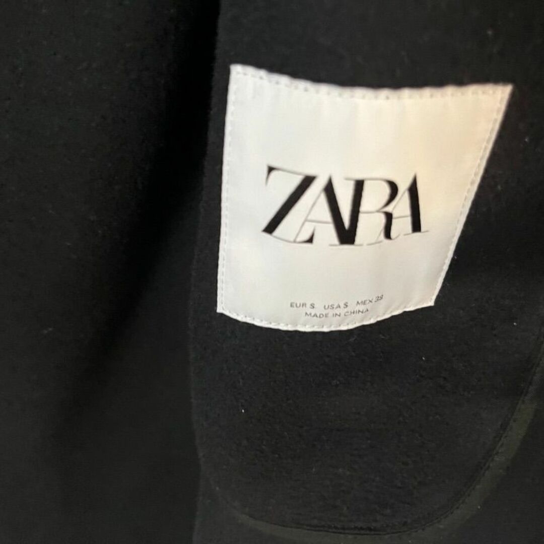 ZARA(ザラ)のZARA ネイビー チェスターコート S ウール系 訳あり メンズのジャケット/アウター(チェスターコート)の商品写真