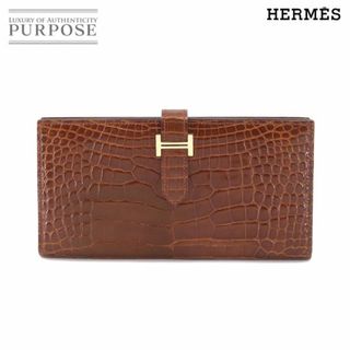 エルメス(Hermes)の新品同様 エルメス HERMES クロコダイル アリゲーター ベアンスフレ 長財布 ブラウン X刻印 VLP 90208362(財布)