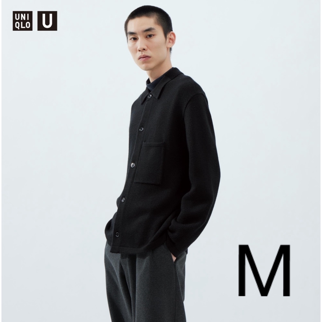 新品 ユニクロユー ニットオーバーシャツジャケット ブラック M UNIQLOU | フリマアプリ ラクマ