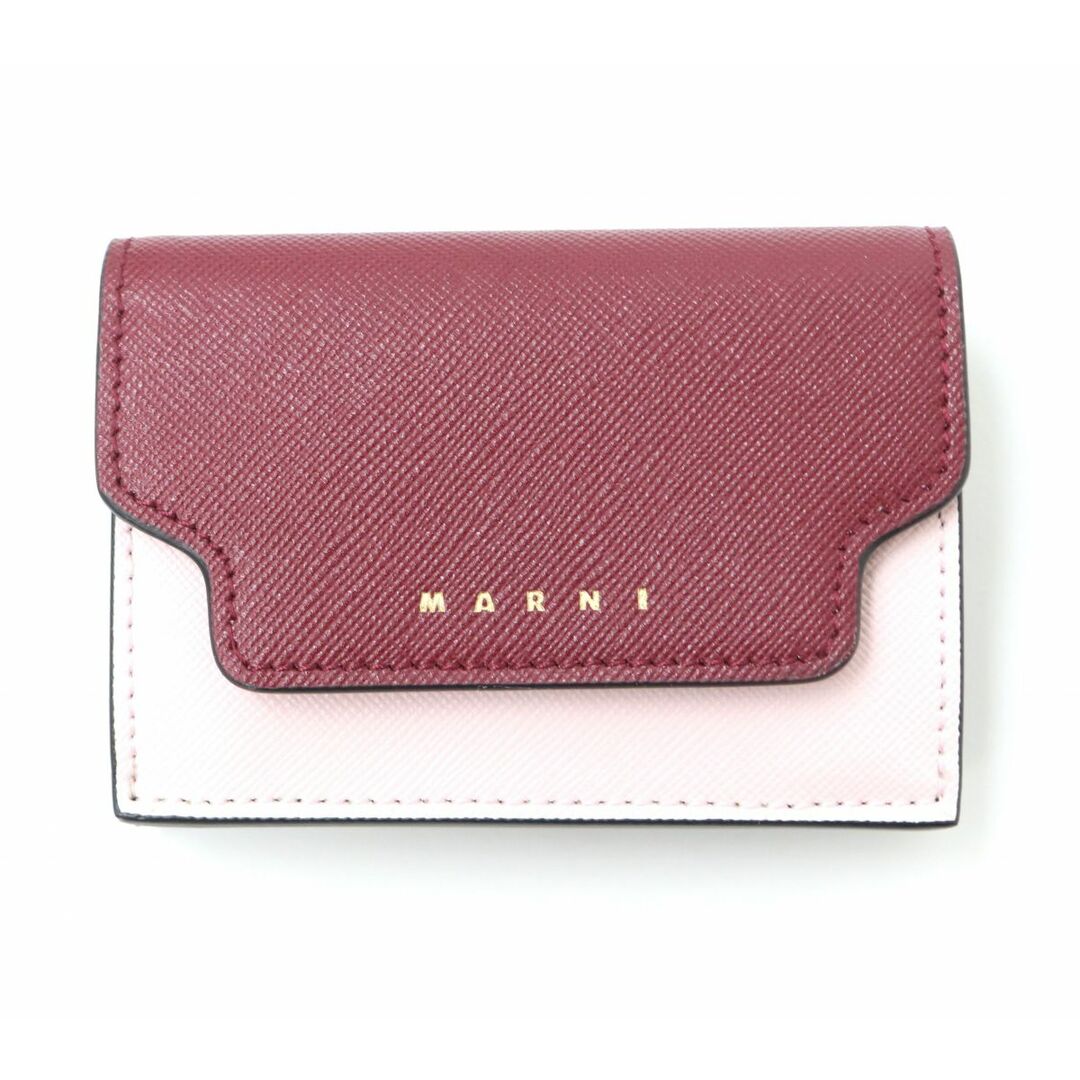 未使用品★MARNI マルニ 21年 PFMOW2023 ロゴ入り サフィアーノレザー 三つ折 コンパクトウォレット／財布 マルチカラー 箱・保管袋付 伊製