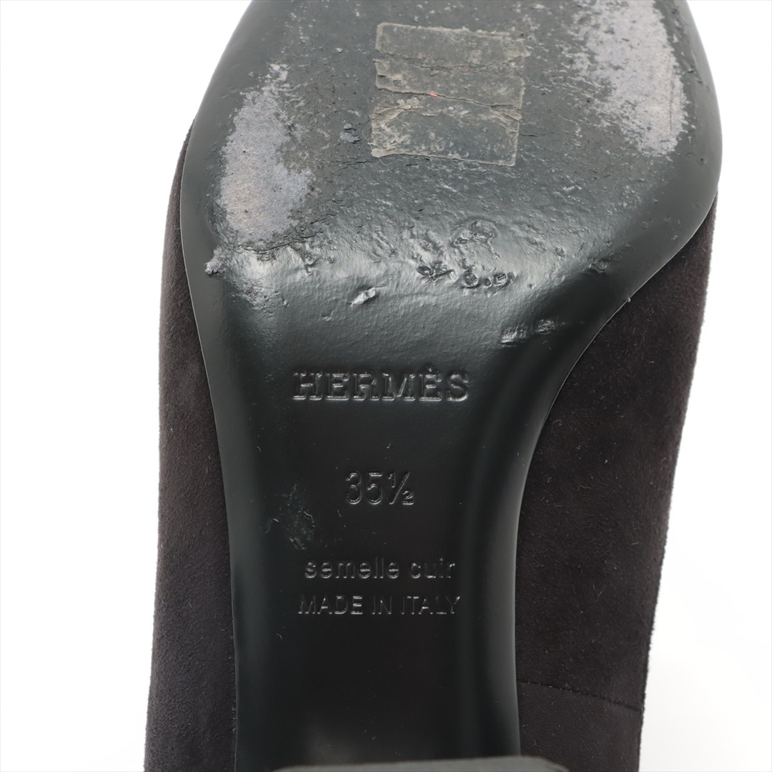 Hermes - エルメス スエード 35 1/2 ブラック レディース パンプスの