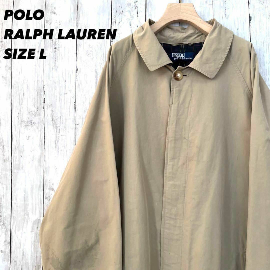 POLO RALPH LAUREN(ポロラルフローレン)のヴィンテージ古着　ポロラルフローレンオーバーサイズステンカラーコート　サイズL メンズのジャケット/アウター(ステンカラーコート)の商品写真