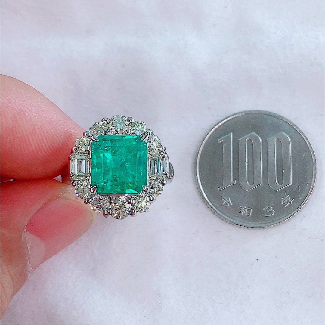 10.2g★3.27ct★✨エメラルド1.50ctダイヤモンドプラチナリング指輪 レディースのアクセサリー(リング(指輪))の商品写真