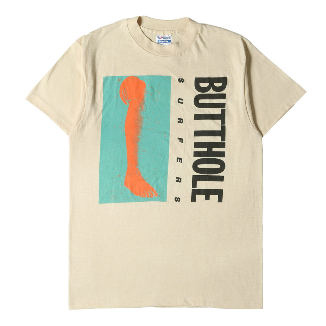 80s BUTTHOLE SURFERS Rembrandt Pussyhorse バットホール・サーファーズ クルーネック 半袖 Tシャツ Hanesボディ / USA製 ベージュL Vintage Rock Item ヴィンテージ ロックT バンドT 80年代  トップス カットソー 【メンズ】