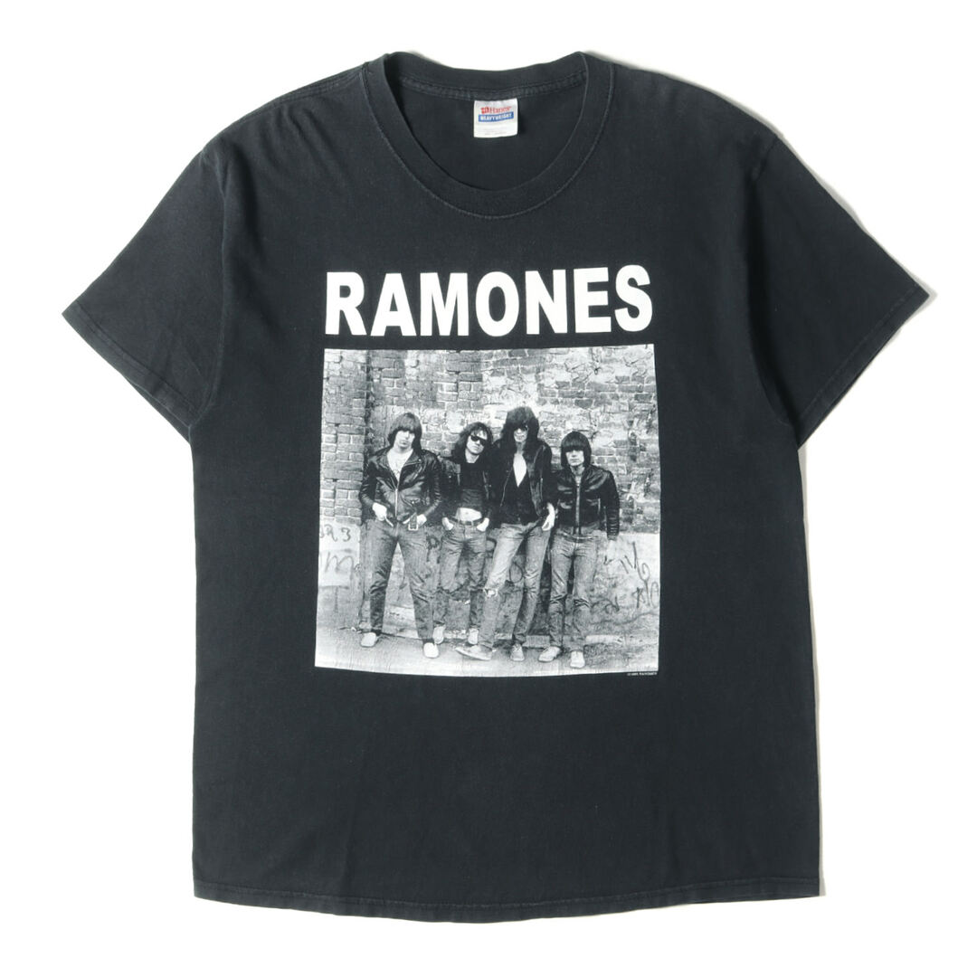 Vintage Rock Item ロック アイテム 90s RAMONES ラモーンズの激情 クルーネック 半袖 Tシャツ Hanesボディ ブラック 黒 L 90年代  トップス カットソー バンドT ロックT アーティストT 【メンズ】