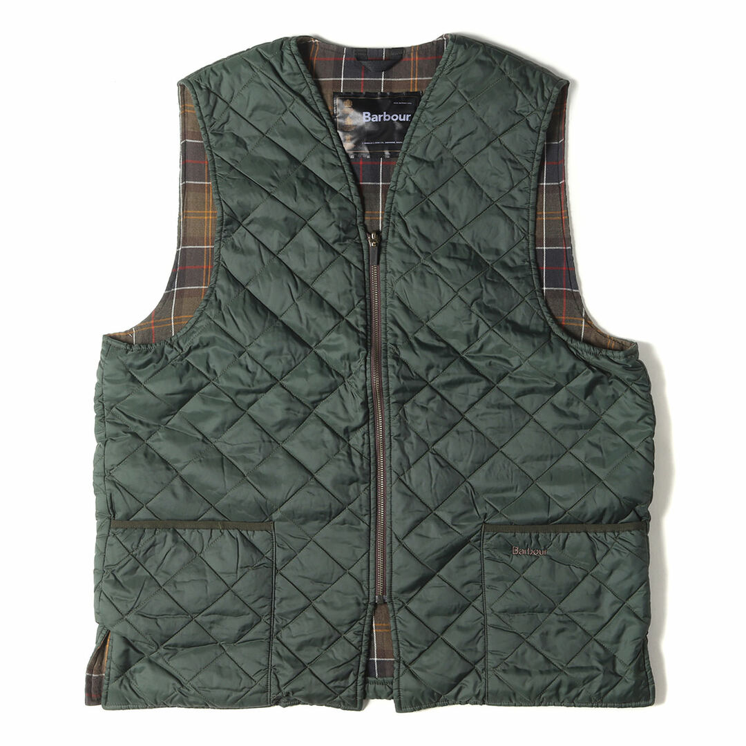 BARBOUR バブアー ベスト サイズ:46(XXXL) 裏地チェック キルティング ライナー ベスト A855 QUILTED WAISTCOAT / ZIP IN LINER グリーン トップス カジュアル シンプル【メンズ】