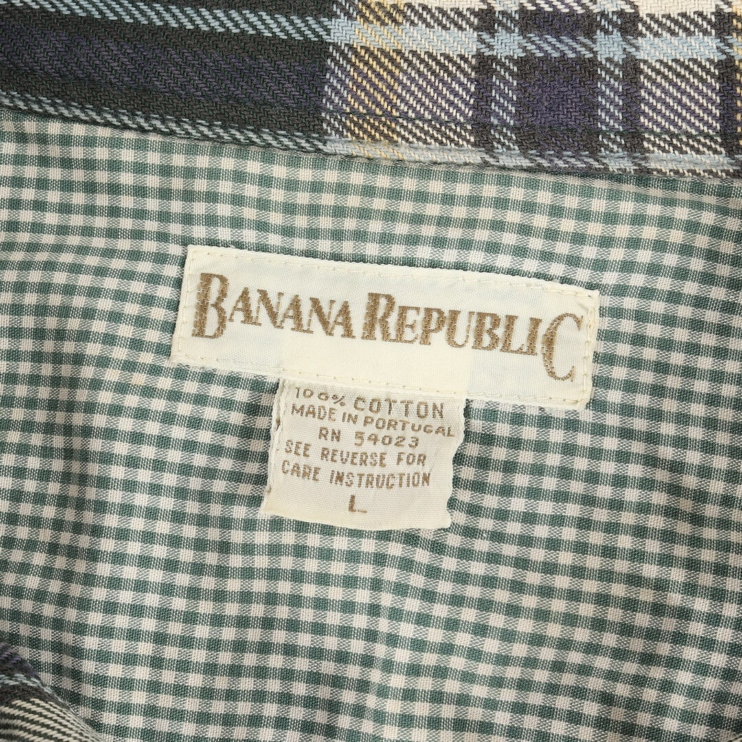 Banana Republic(バナナリパブリック)のBANANA REPUBLIC バナナリ パブリック シャツ サイズ:L 90s チェック コットン ネル 長袖 シャツ 90年代 古着 ヴィンテージ オールド バナリパ グリーン系 トップス カジュアルシャツ【メンズ】【中古】 メンズのトップス(シャツ)の商品写真