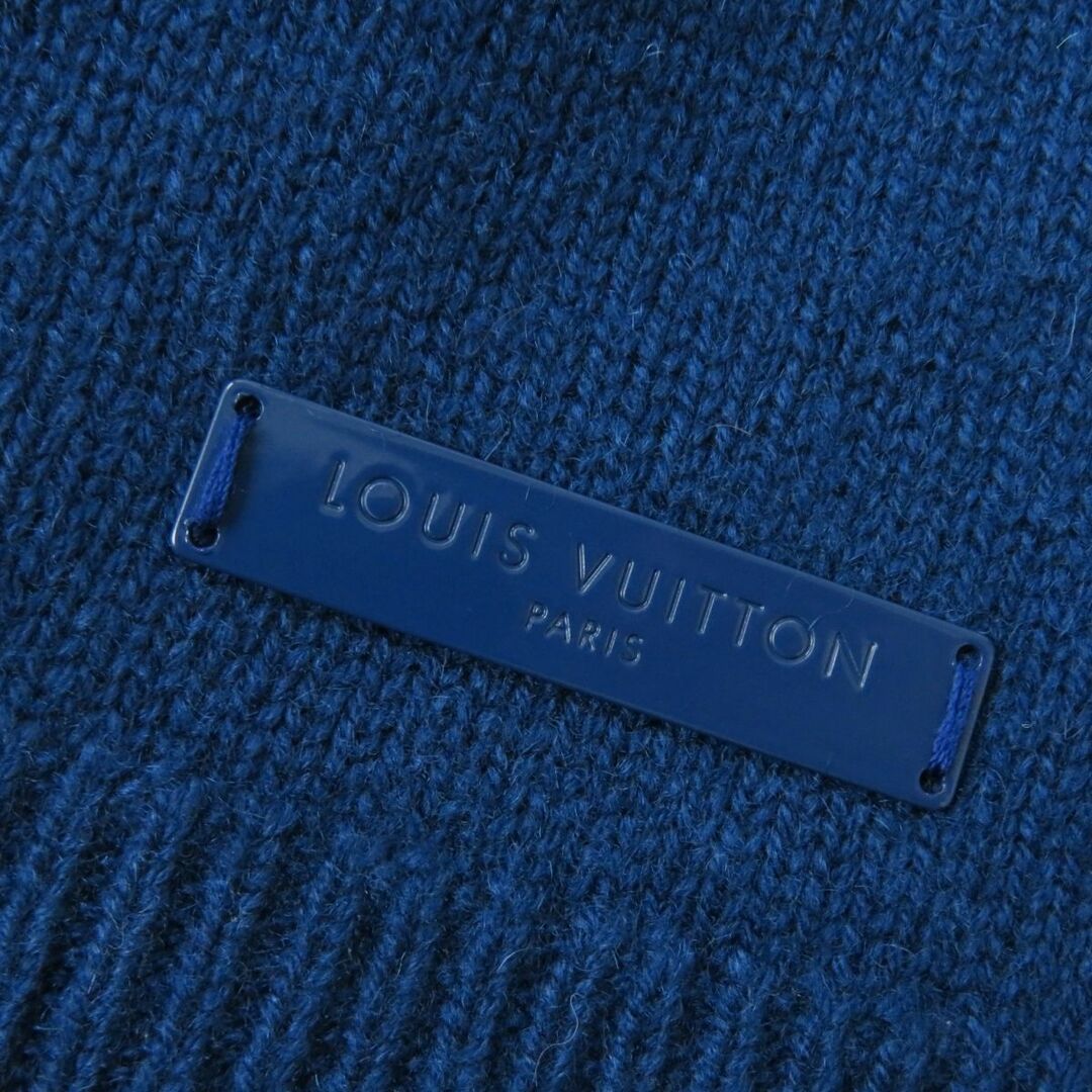 美品★正規品 LOUIS VUITTON ルイヴィトン ロゴプレート・襟元ミンク付き カシミヤ100％ 半袖 ニット／セーター ブルー XS イタリア製