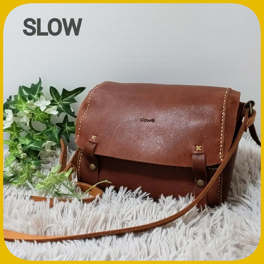 SLOW＆CO - SLOW ショルダー バッグ フラップ 茶 クロスボディ ボタン