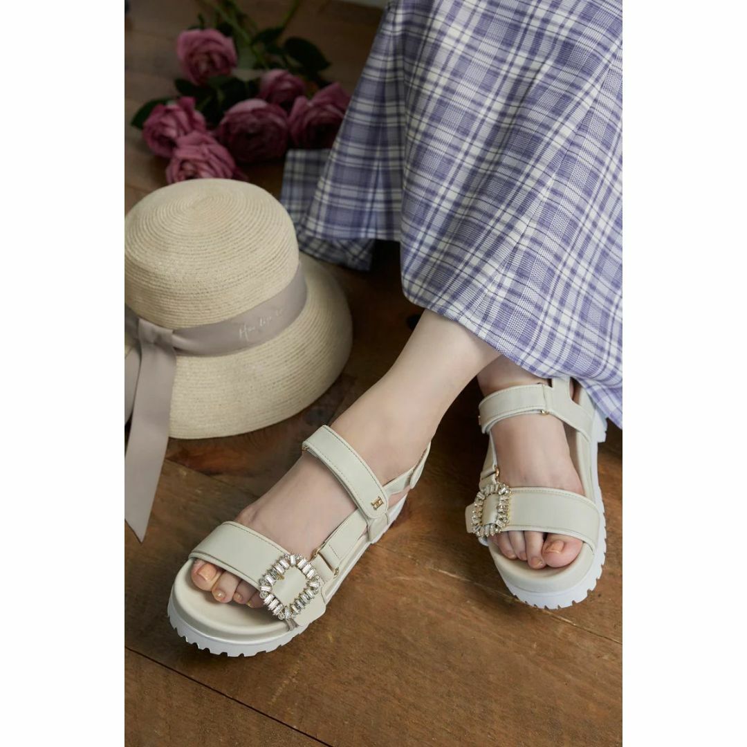 ハーリップトゥ Crystal Slingback Sandals ホワイト L