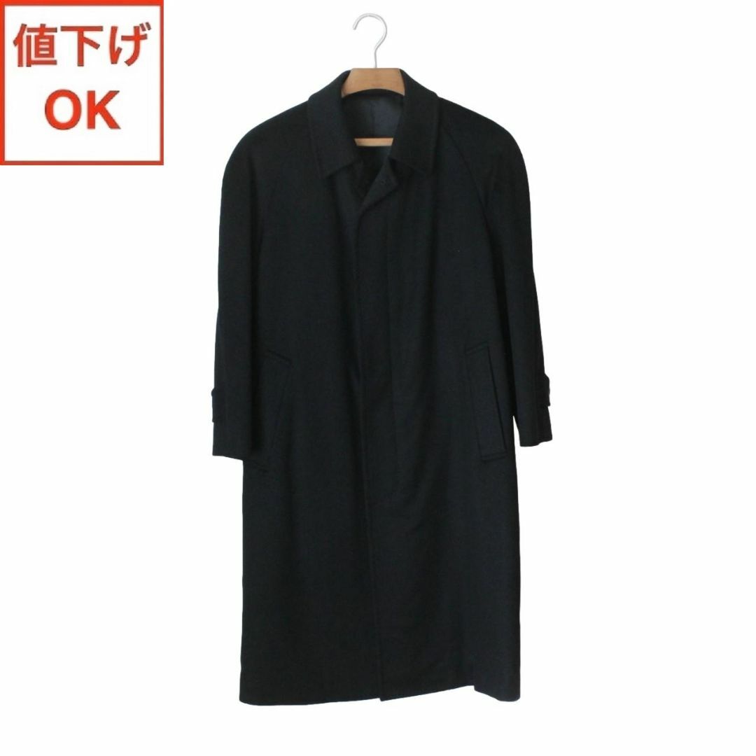 31【美品】カシミヤコート A4 メンズ M 黒 艶 ぬめり有 ★未使用に近い★