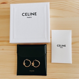 celine - CELINE ノット スモールフープ ゴールドフィニッシュ ブラス