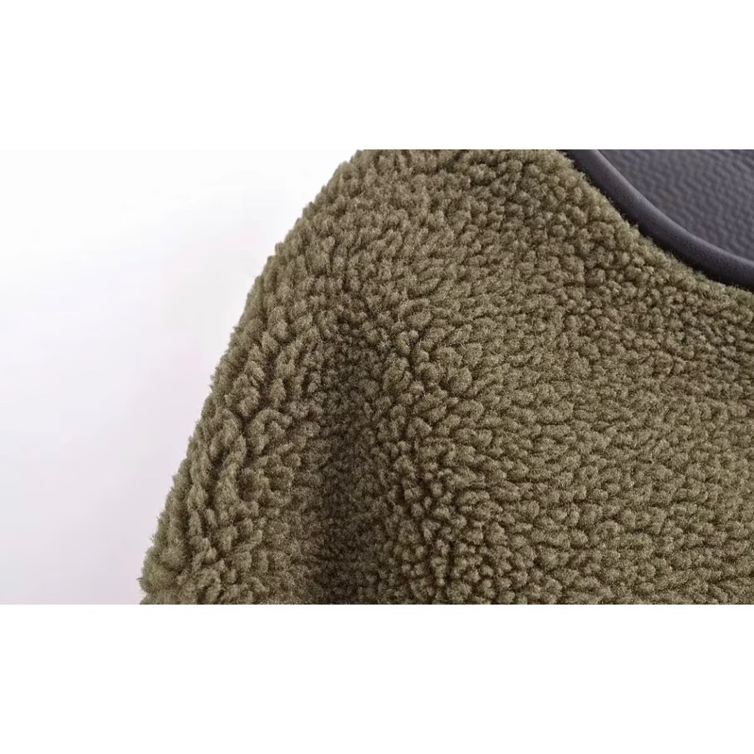 🤎10月新作🎻12582◆カーキ ボア ダッフルコート レディースのジャケット/アウター(ダッフルコート)の商品写真