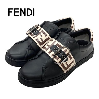 フェンディ(FENDI)のフェンディ FENDI スニーカー 靴 シューズ レザー ブラック ベージュ ズッカ(スニーカー)