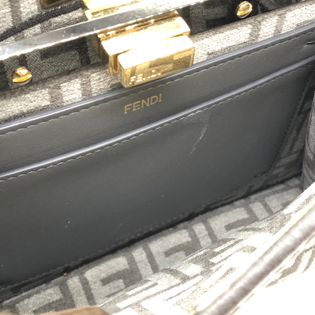 フェンディ FENDI ピーカブー アイシーユー 8BN327 グレー GD金具 FFタペストリー レディース ハンドバッグ