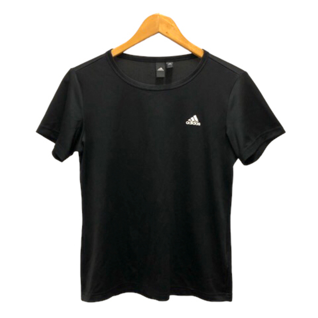 adidas(アディダス)のアディダス カットソー Tシャツ スポーツウェア ワンポイントロゴ 半袖 M 黒 レディースのトップス(Tシャツ(半袖/袖なし))の商品写真