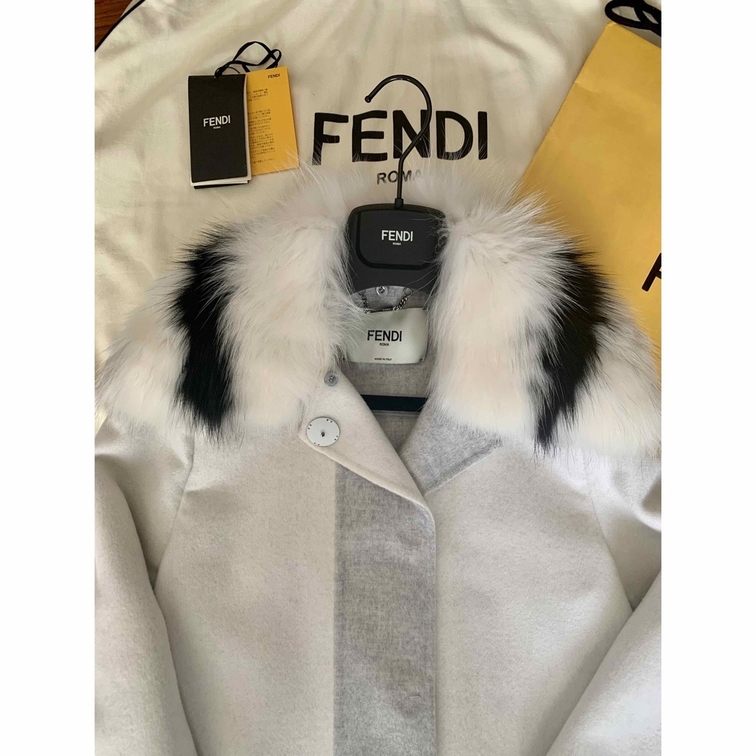 FENDI - 最高級☆FENDI☆フォックスファー襟カシミヤコート38☆ダブル