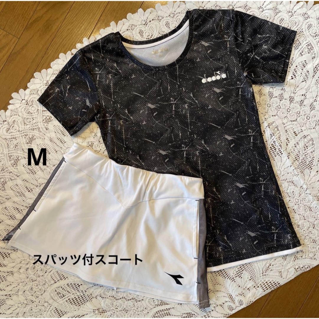 DIADORA(ディアドラ)のディアドラ　テニスウェア　セットアップ　黒/白　M スポーツ/アウトドアのテニス(ウェア)の商品写真