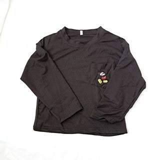 キッズ服 子供服 長袖 Tシャツ ブラック ミッキー 100cm(Tシャツ/カットソー)