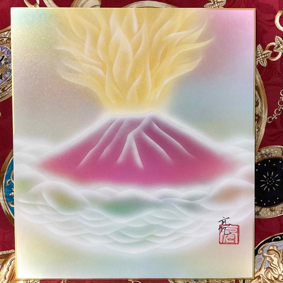 【風水絵画】金運エネルギー上昇「紅紫富士山」異次元効果で潜在意識書き換えアート | フリマアプリ ラクマ