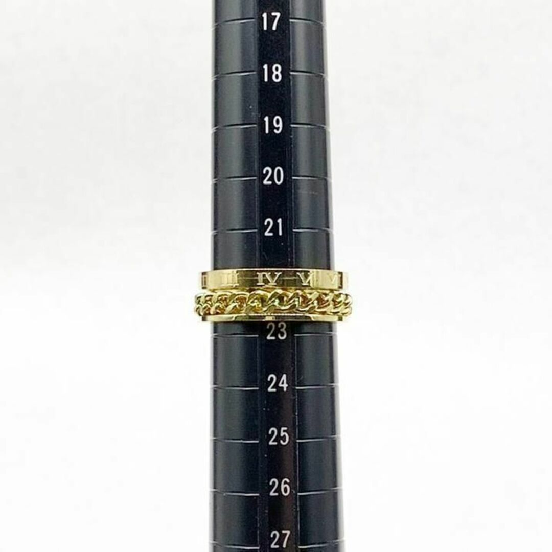 約23号 ローマ数字 喜平チェーン ゴールド リング ジュエリー メンズのアクセサリー(リング(指輪))の商品写真