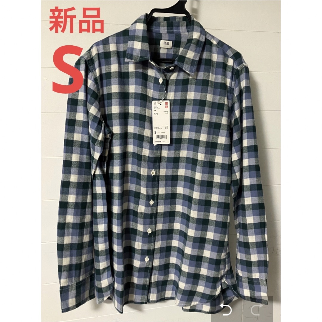 UNIQLO(ユニクロ)の新品　ユニクロ　フランネルチェックシャツ　Sサイズ　ブルー レディースのトップス(Tシャツ(長袖/七分))の商品写真