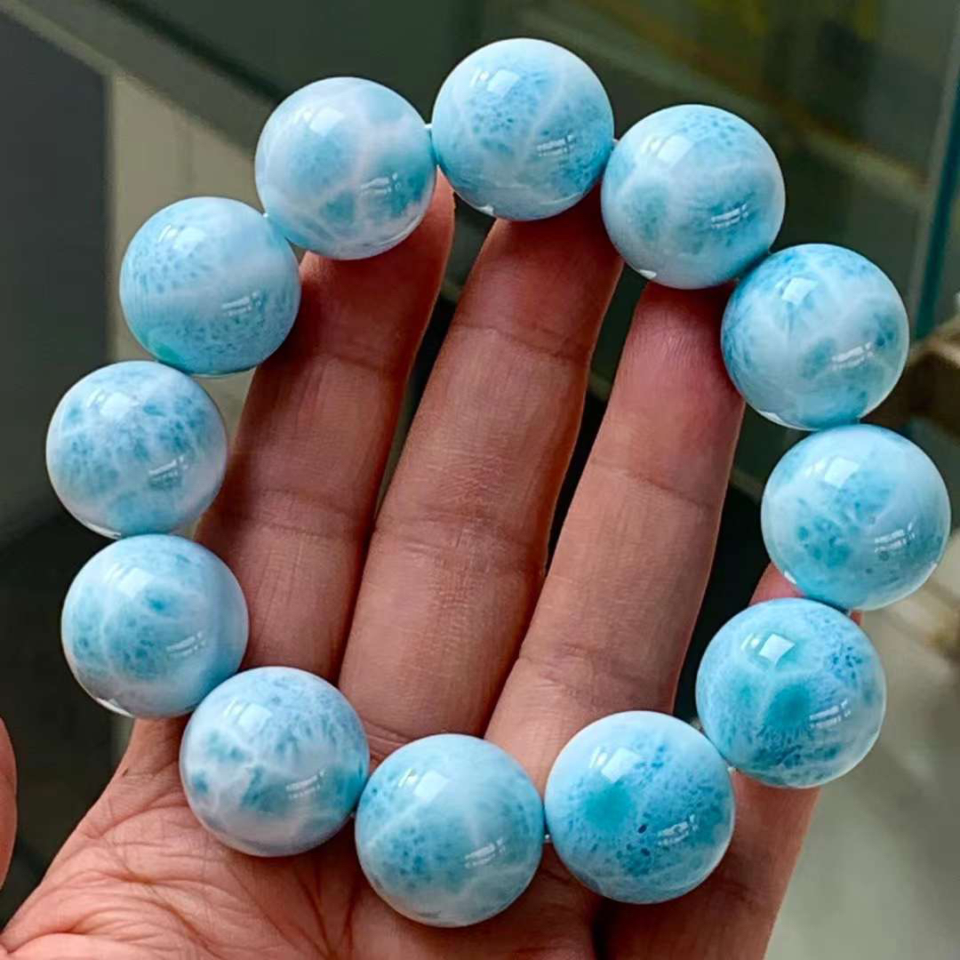 144.9g-20mm 天然無処理 ラリマー ブレスレット-
